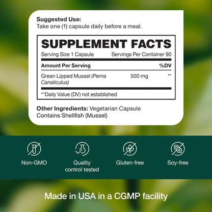 Green Lipped Mussel Capsules - Strongest DNA Verified from New Zealand - Perna Canaliculus Omega Supplement - May Promote Healthy Joints - 90 Capsules