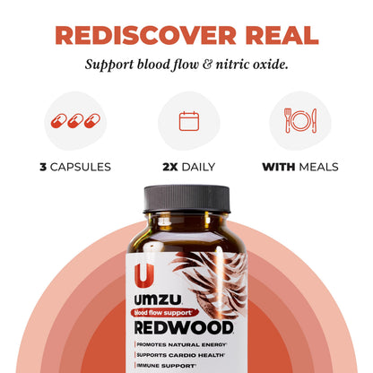 UMZU Redwood Max Nitric Oxide Booster, 1-Month Supply – Advanced Nitric Oxide Supplement with Fitnox Blend, Pine Bark, Resveratrol & Tart Cherry – Promotes Healthy Circulation, Energy and Recovery