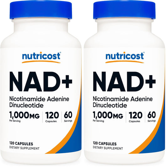 Nutricost NAD+ Supplement 1,000mg per Serving, 120 Capsules, 60 Servings | Nicotinamide Adenine Dinucleotide, Gluten-Free, Vegan