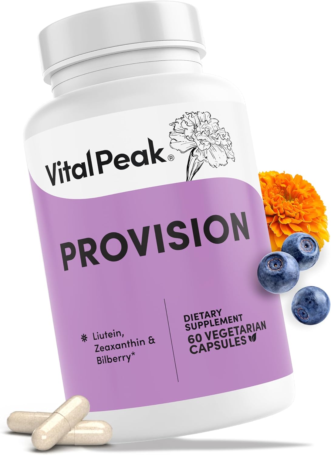 Vital Peak® Provision | Eye Health Supplements with Eyebright, Lutein | Eye Vitamins, Bilberry, Eyebright, Lutein, Zeaxanthin. 30 Days Supply. 60 Capsules