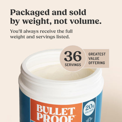 Bulletproof Unflavored Collagen Peptides Powder, 20g Grass-Fed Collagen Protein and Amino Acids for Skin, Bones and Joints, 17.6 Ounces