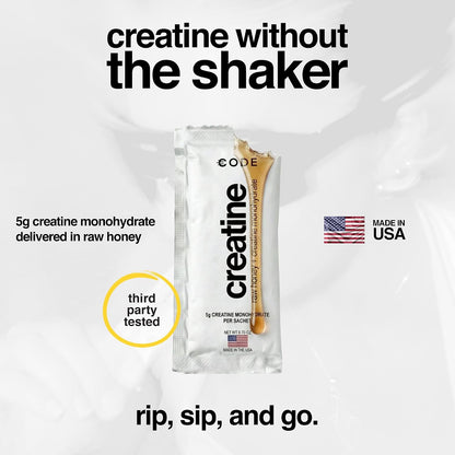 CODE Creatine Honey, 5g Creatine Monohydrate Gel, No Powder, 15 Count