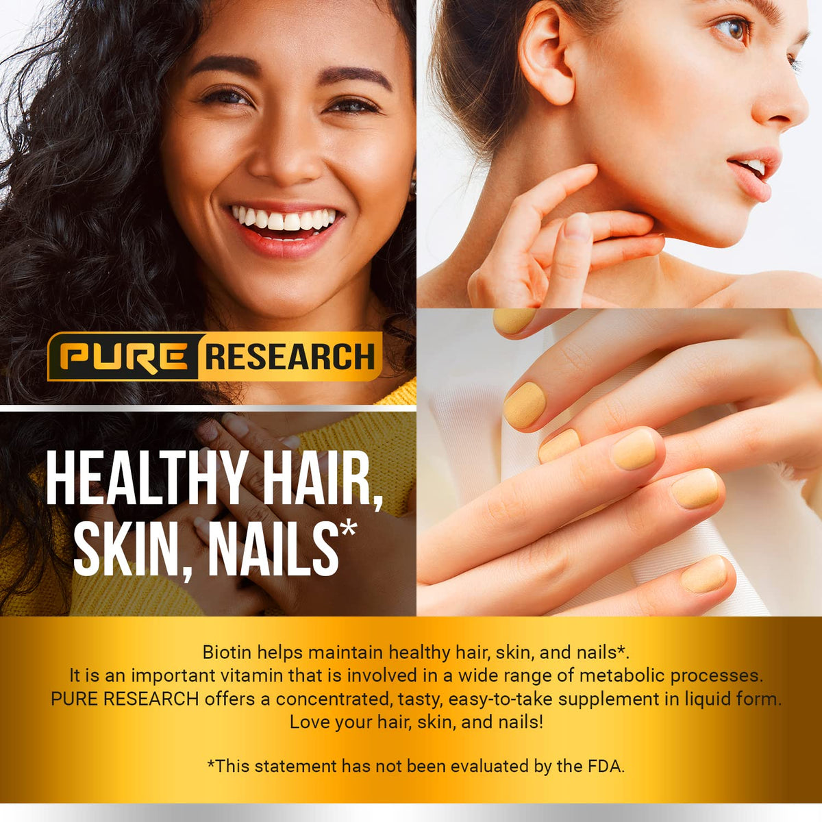 PURE RESEARCH Liquid Biotin & Collagen Hair Growth Drops 60,000mcg – Biotin and Liquid