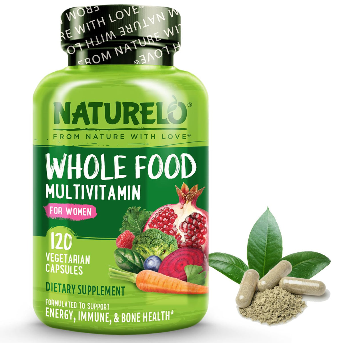 NATURELO Whole Food Multivitamin for Women - with Vitamins, Minerals, & Organic 