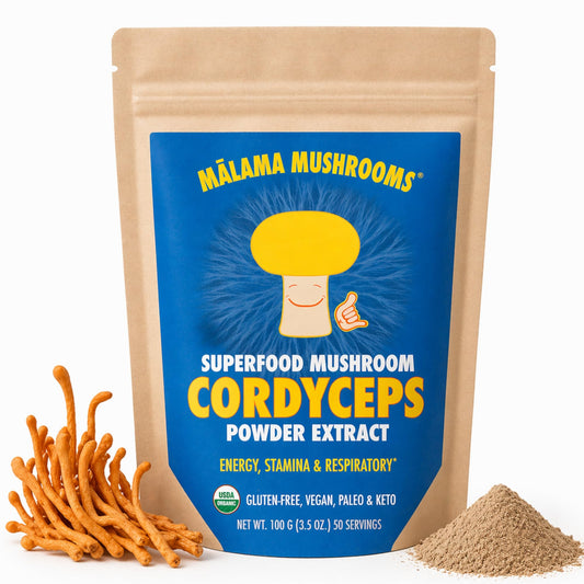 8-Mushroom Extract Powder by Malama, Organic Body Mushroom Blend Featuring Lion's Mane, Reishi, Cordyceps, Chaga, Turkey Tail, Superfood Adaptogenic