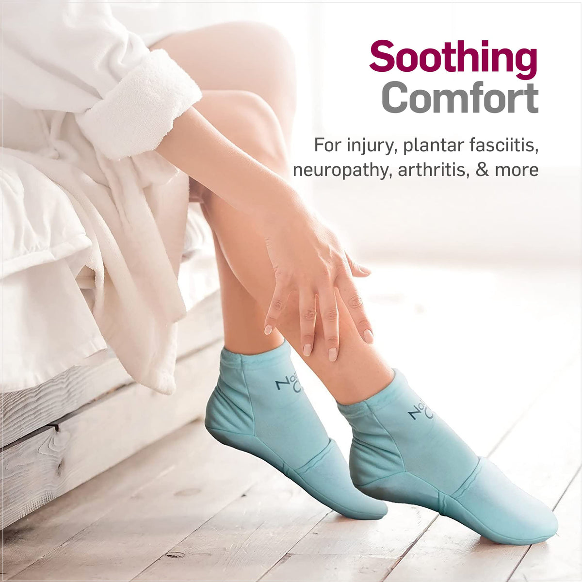 NatraCure Cold Therapy Socks - Reusable Gel Ice Frozen Slippers for Feet