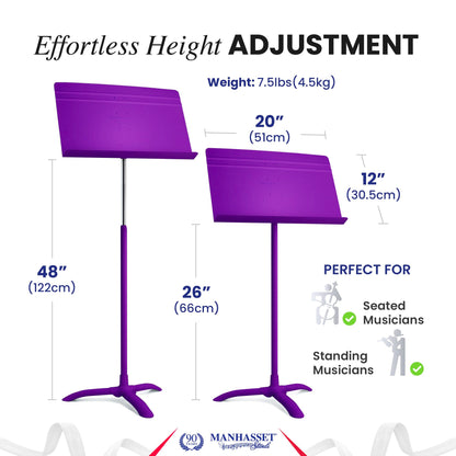 Manhasset Music Stand for Sheet Music - 48 Symphony Model - Long Lasting, Durable Manhasset Stand - Adjustable Height - 26" to 48" - Made in the USA
