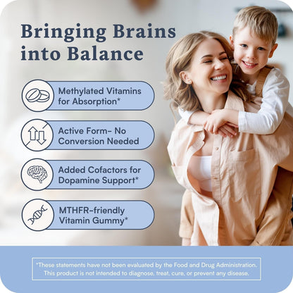 Accentrate Neuro Gummy for Kids | Supports Attention & Mood | Folinic Acid & Methylfolate | Complete Vitamin B Complex with SpectraFolate™ | MTHFR Supplement | No Artificial Ingredients | 30 Gummies