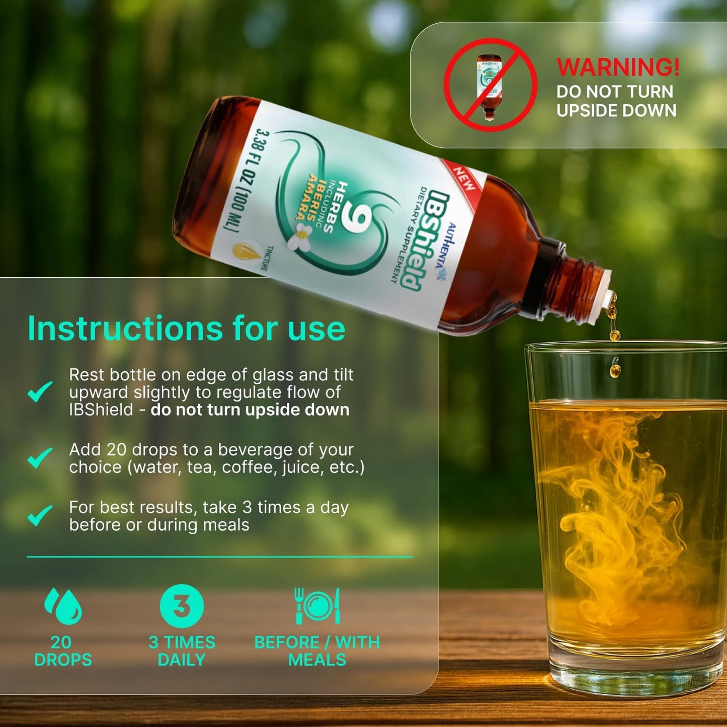 IBShield Tincture 100ml | 6+3=9 Herbs | Iberis Amara, Peppermint, Chamomile, Lemon Balm, Caraway, Licorice, Angelica, Celandine & Mary's Thistle | Original Herbal Formula Supports Digestive Wellness