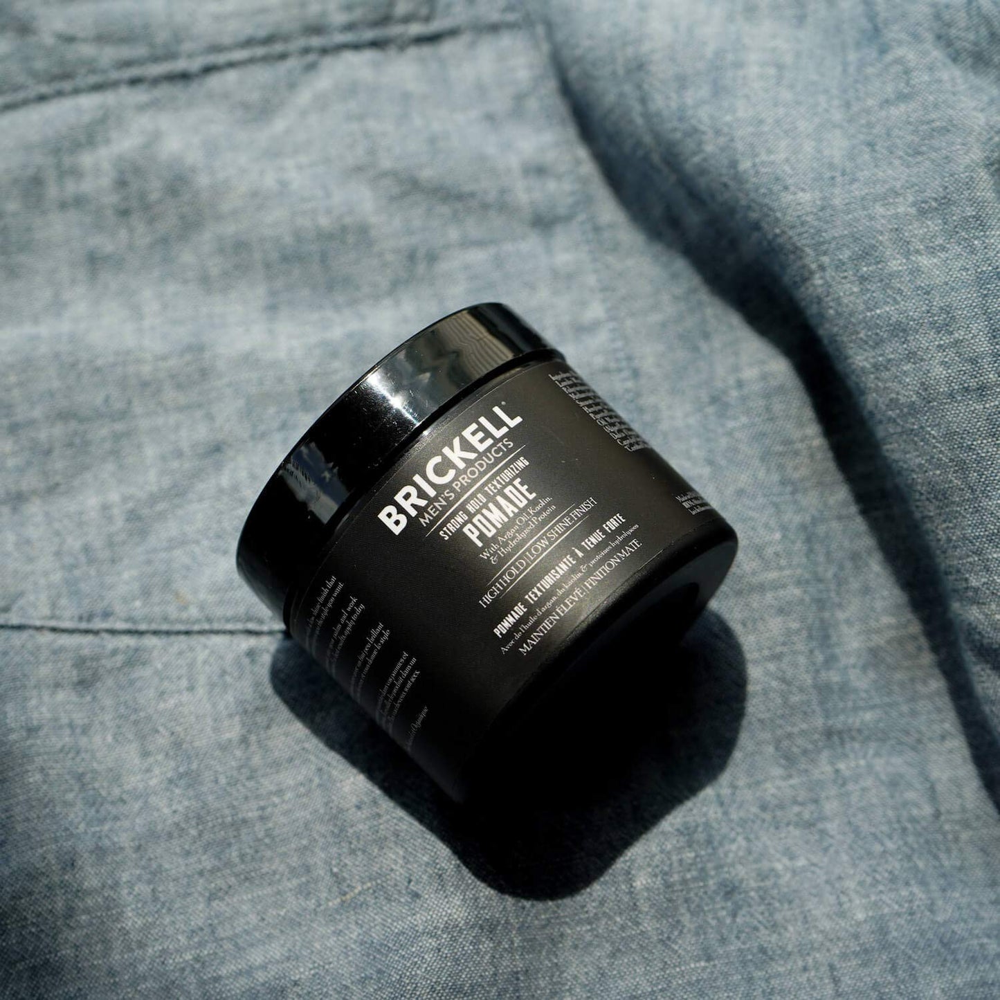 Brickell Men's Products Strong Hold Texturizing Pomade For Men, Pliable Hair Styling Fiber Pomade, With Hydrolyzed Proteins, Argan Oil, and Kaolin, 2 Ounce, Scented