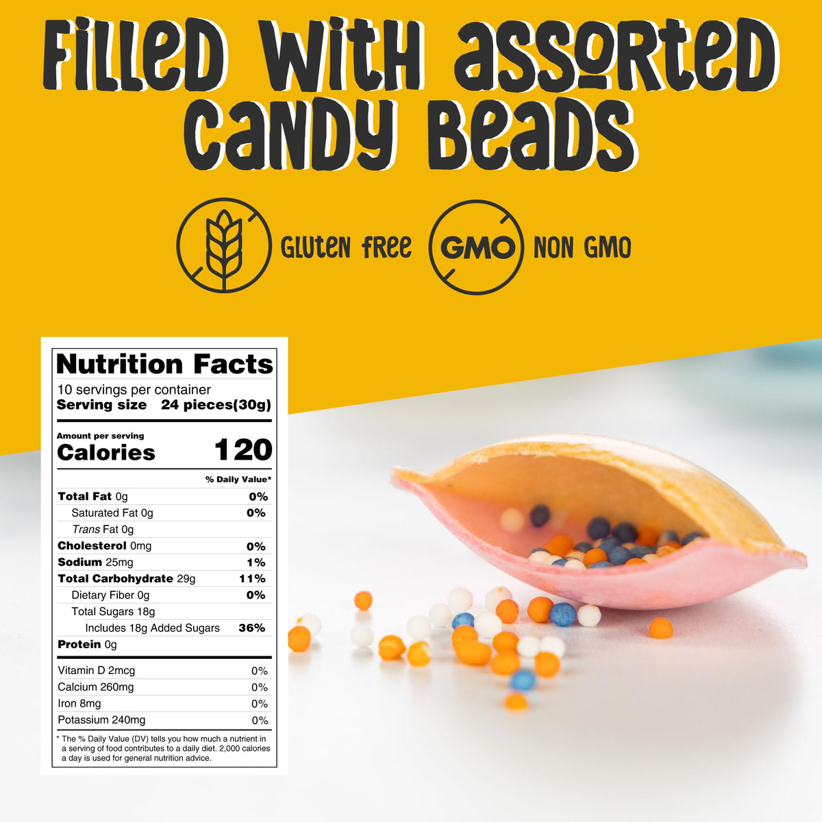 Gerrit's Original Satellite Wafers, Filled with Assorted Candy Beads, 100 Count Tub (4.41 oz)