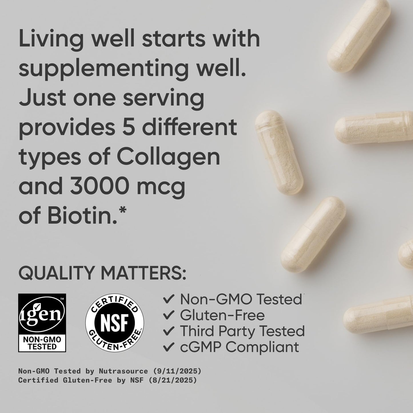 Sports Research® Multi Collagen Pills for Women & Men - Collagen Peptides (Type I, II, III, V, X) Enhanced with Hyaluronic Acid & Vitamin C - Gluten Free · Non-GMO - 90 Capsules