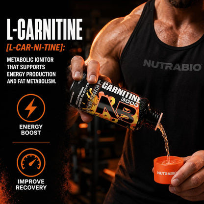 NutraBio – L-Carnitine Liquid Shots – 3000mg, (Green Apple) – 10mg of Vitamin B-5 – Zero Carbs & Sugars – Energy Production – Muscle Recovery