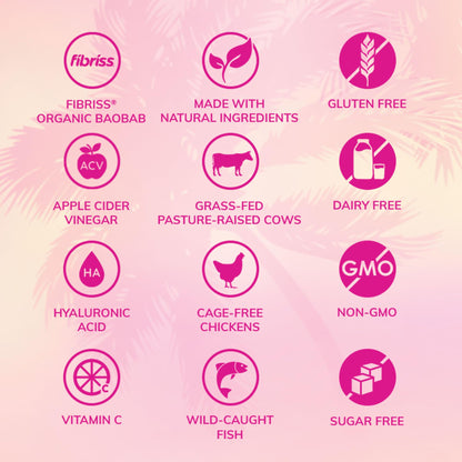 SkinnyFit Super Youth Tropical Punch Multi-Collagen Peptides + Probiotics, Baobab Fiber