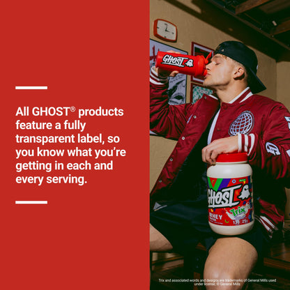 GHOST Whey Protein Powder, Cinnabon - 2LB, 25G of Protein - Cinnamon Roll Flavored Isolate, Concentrate & Hydrolyzed Whey Protein Blend - Post Workout Shakes - Soy & Gluten Free