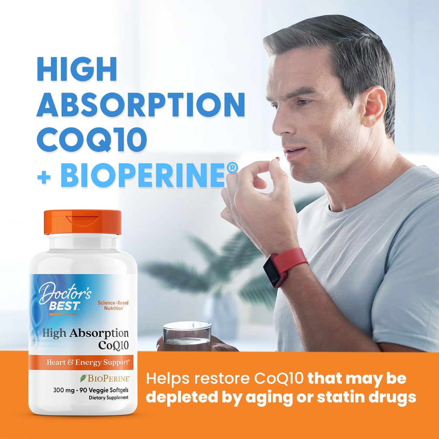 Doctor's Best High Absorption CoQ10 200mg with BioPerine Supplement - Coenzyme Q10 Caps for Heart Health & Antioxidant Support, CoQ10 200 mg for Women & Men, Non GMO - 60 Veg Capsules