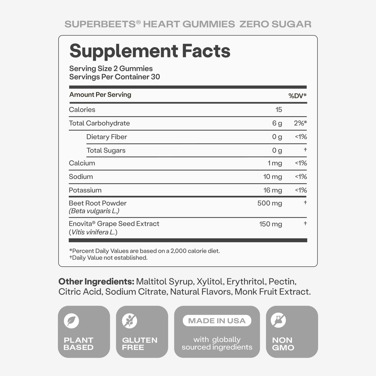 HumanN SuperBeets Heart Gummies Zero Sugar - Beet Gummy with Energy Support, Grape Seed Extract & Beetroot Powder - 60 Count
