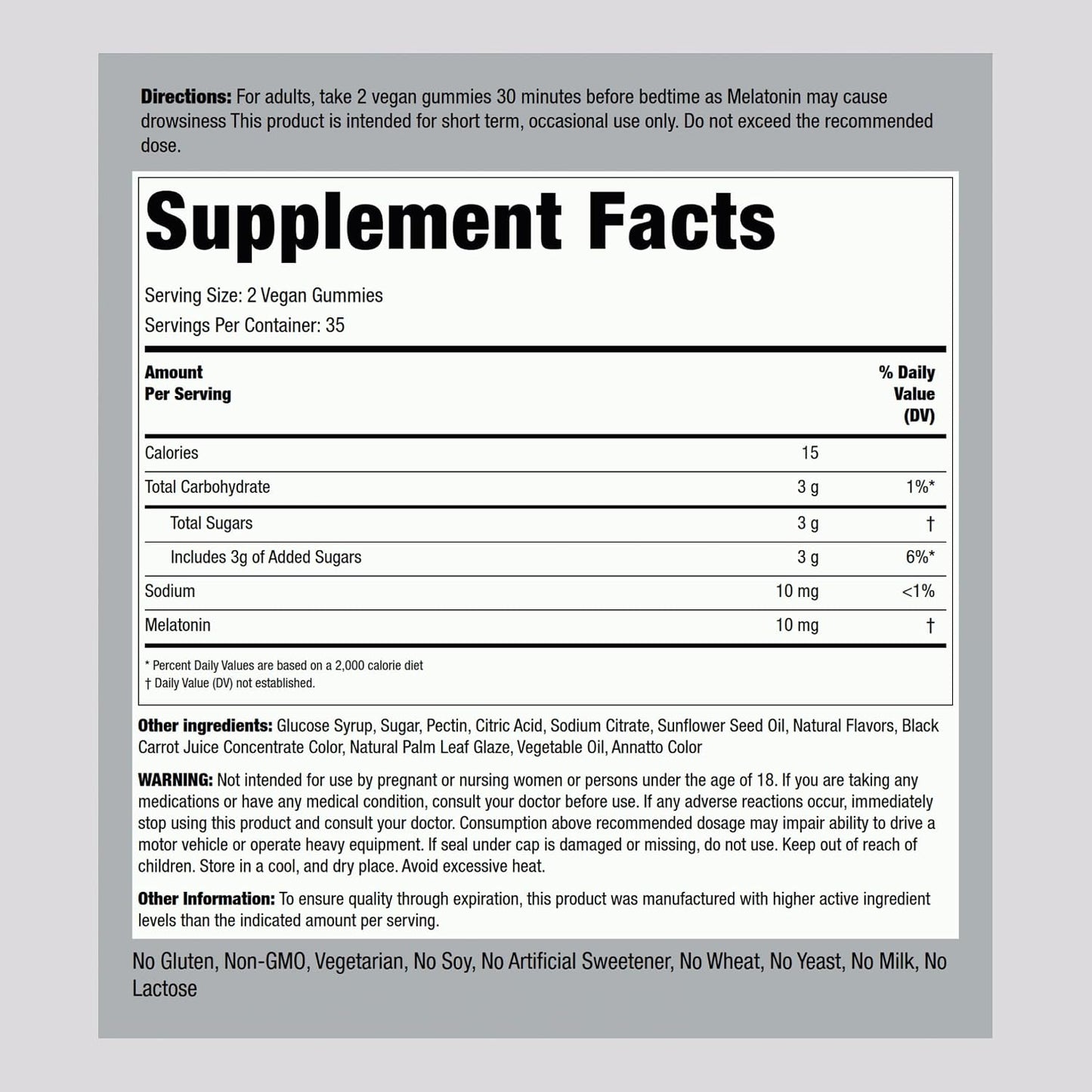 Piping Rock Melatonin Gummies 10mg | 70 Count | Berry Flavor Supplement | Vegan, Non-GMO, Gluten Free