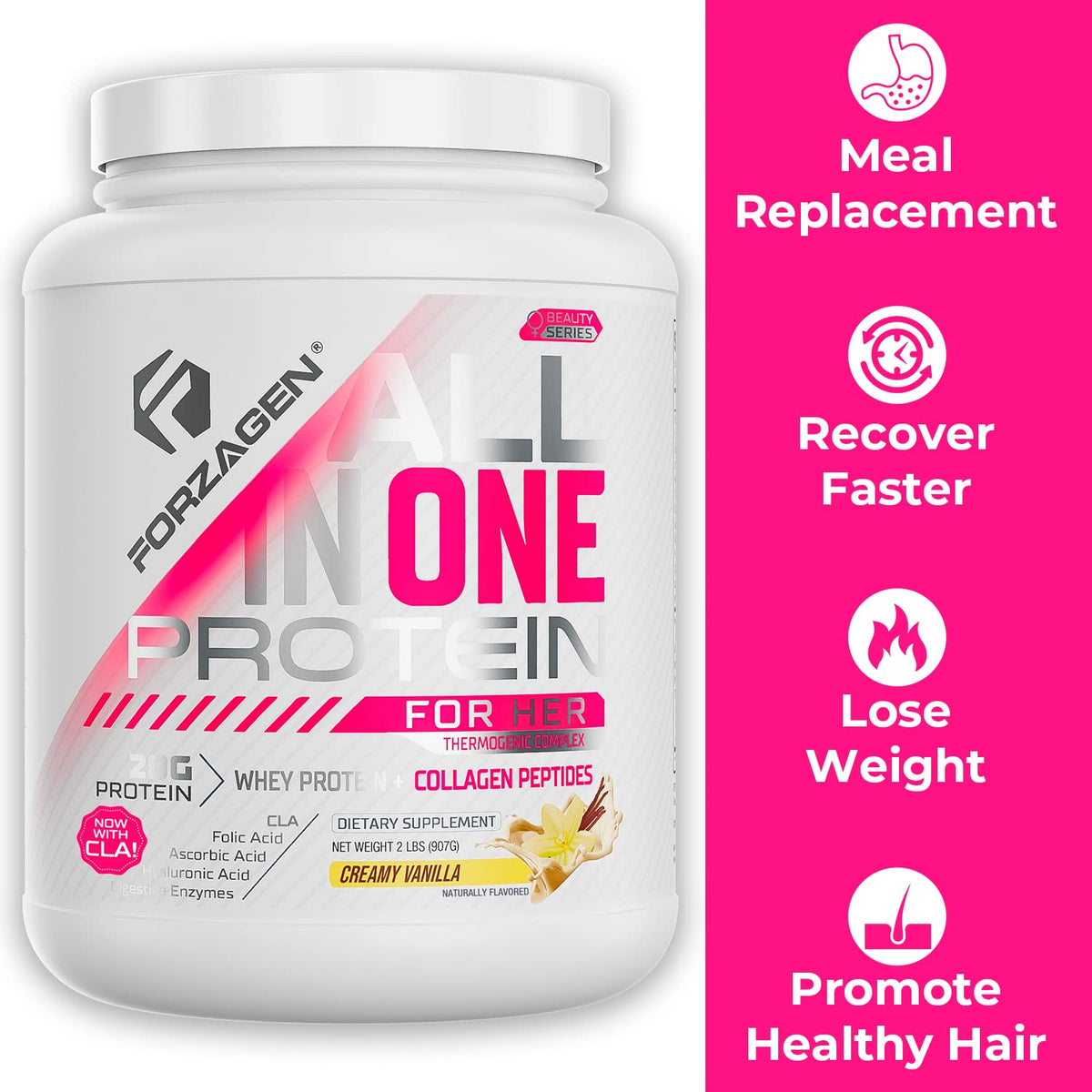 Forzagen All in One Protein for Her, Protein Powder for Women with Collagen Peptides