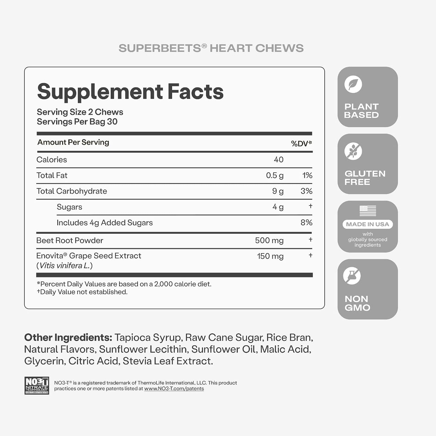 HumanN SuperBeets Heart Chews, Beet Root Powder Support Energy Supplement, Nitric Oxide and Blood Pressure Support, Grape Seed Extract & Non-GMO, Heart Health, Pomegranate Berry Flavor, 60 Count