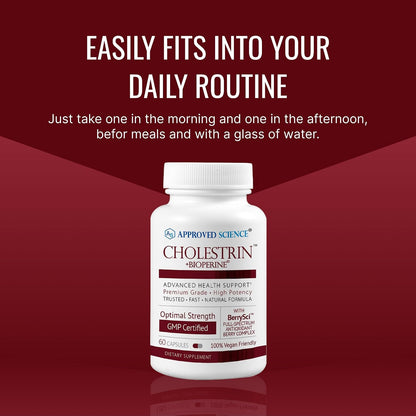Approved Science Cholestrin - Lipid Level Support - Antioxidants, Lecithin, Berberine HCL, Berries, BioPerine - 60 Capsules - Pack of 3