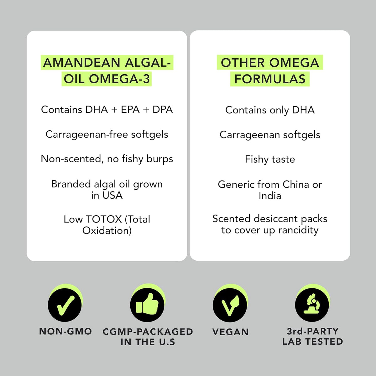 Vegan Powerhouse Combo. Omega-3 from Algal Oil & Vitamin D3 + K2. Plant-Based 5000 iu VIT D from Algae. 100 mcg All-Trans MK-7 Vita K. Carrageenan Free Veggie Softgels.