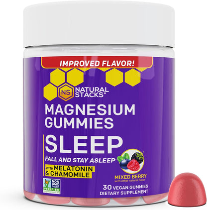 NATURAL STACKS Mood Bites + Sleep Magnesium Gummies Bundle - Mood & Sleep Support* - 60 Chewables
