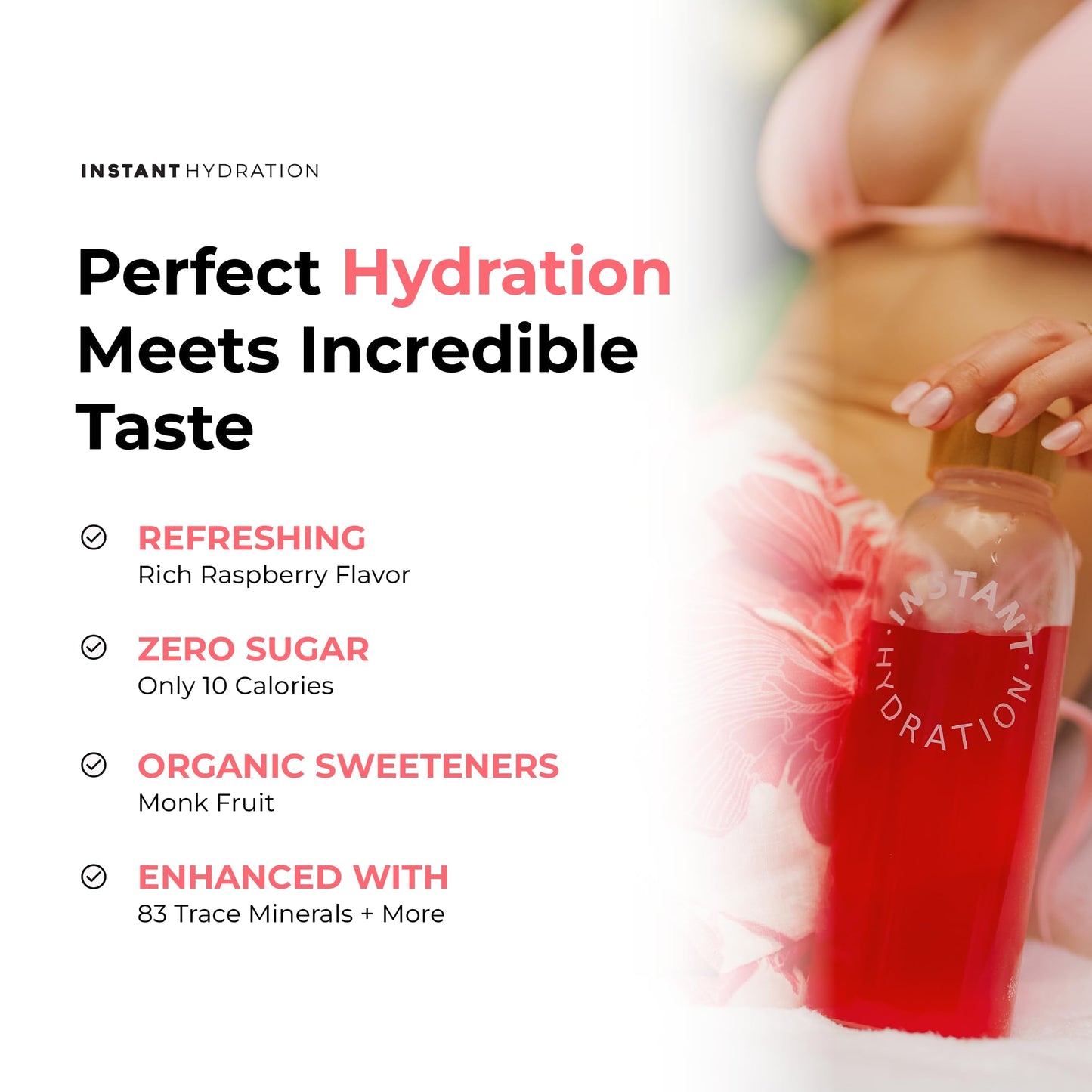 Instant Hydration Electrolytes Powder Packets - Watermelon Electrolyte Drink Mix - Zero Sugar - Keto, Vegan, Gluten-Free, Non-GMO - Boost Recovery, Brain Health, Muscle & Tissue Support- 30 Sticks