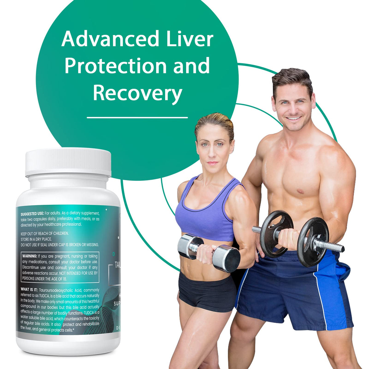 Genogna TUDCA 1100mg-Liver Support Supplement for Detox Cleanse, Water-Soluble Bile