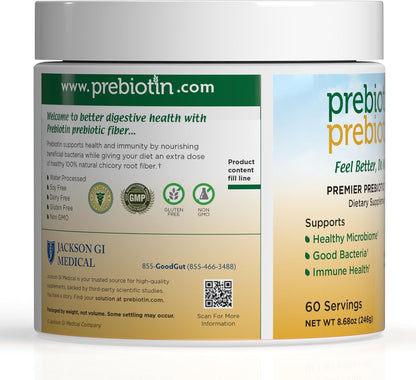 Prebiotin Prebiotic Fiber Supplement Powder � 8.68 oz � Supports Digestive Health � High Fiber, Boosts Probiotics, Reduces Hunger � All-Natural, Gluten-Free