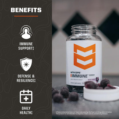 MTN OPS Immune Support Gummies with Elderberry, Mixed Berry