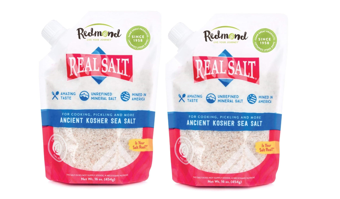 Redmond Real Sea Salt - Natural Unrefined Gluten Free Kosher, 16 Ounce Pouch (1 Pack)