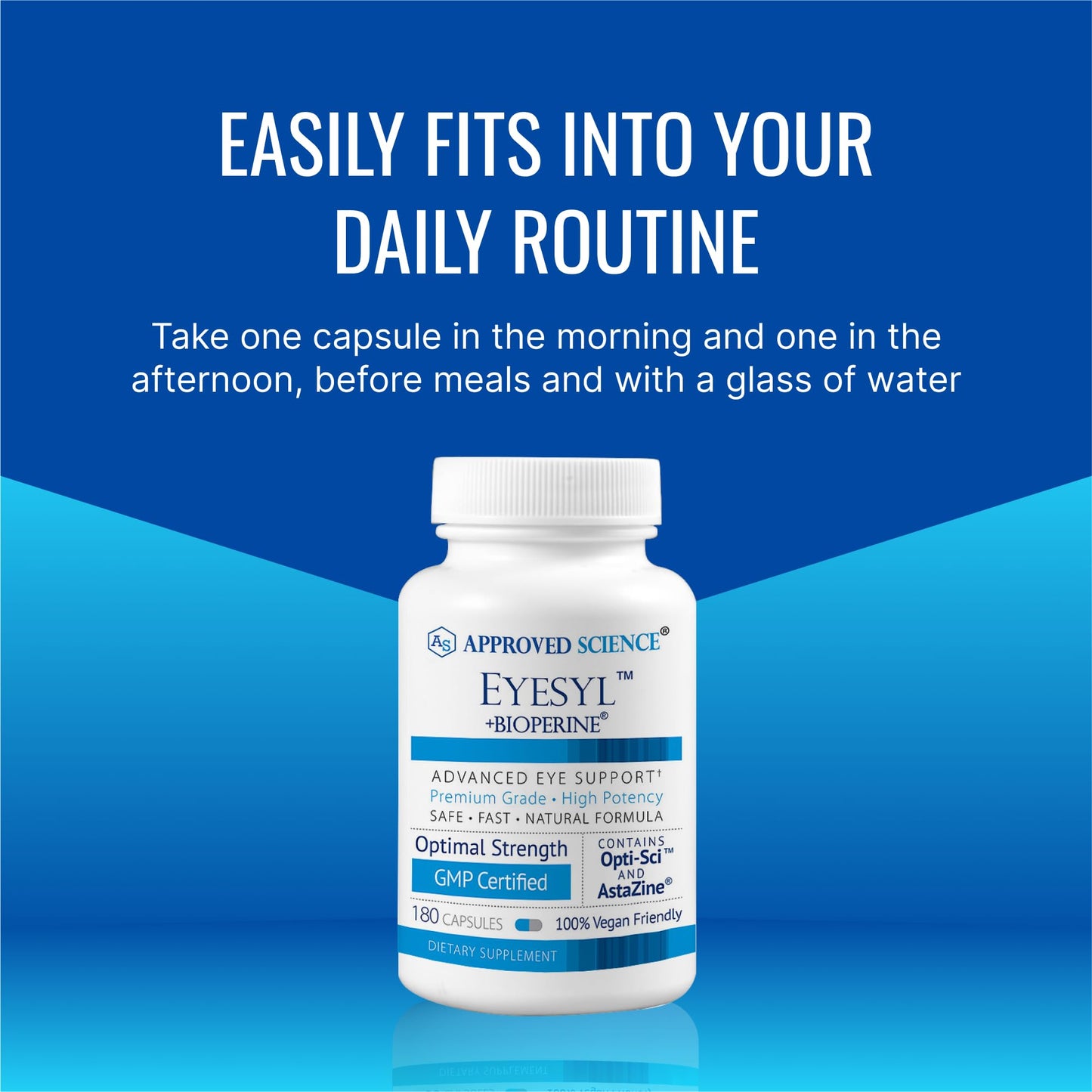 Approved Science EyeSyl - Eye Support Supplement - Chromium Picolinate, Taurine, Lutein, Zeaxanthin, Bilberry, BioPerine - 1 Month Supply - 60 Capsules - Made in The USA