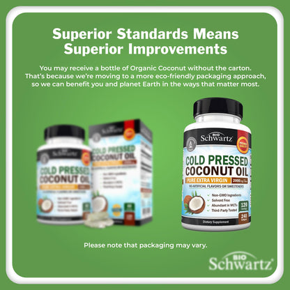 Coconut Oil Capsules 2000mg, 120ct, 2 Month Supply