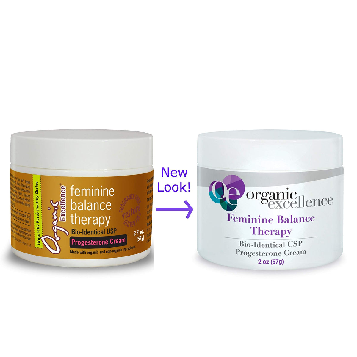 Organic Excellence Feminine Balance Therapy - USP Bio-Identical Progesterone Cream - 2 oz