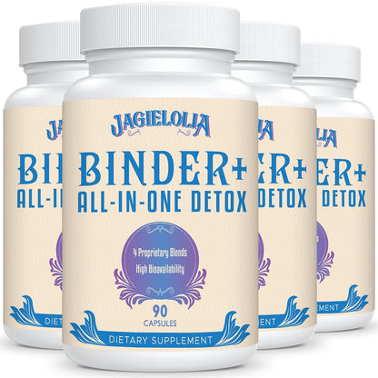 Jagielolia All-in-One Detox Binder Supplement 1500 MG - High Bioavailability, Liver Gut Detox Cleanse with Activated Charcoal, Zeolite & Bentonite Clay for Toxins, Liver, Digestive, 90 Vegan Capsules