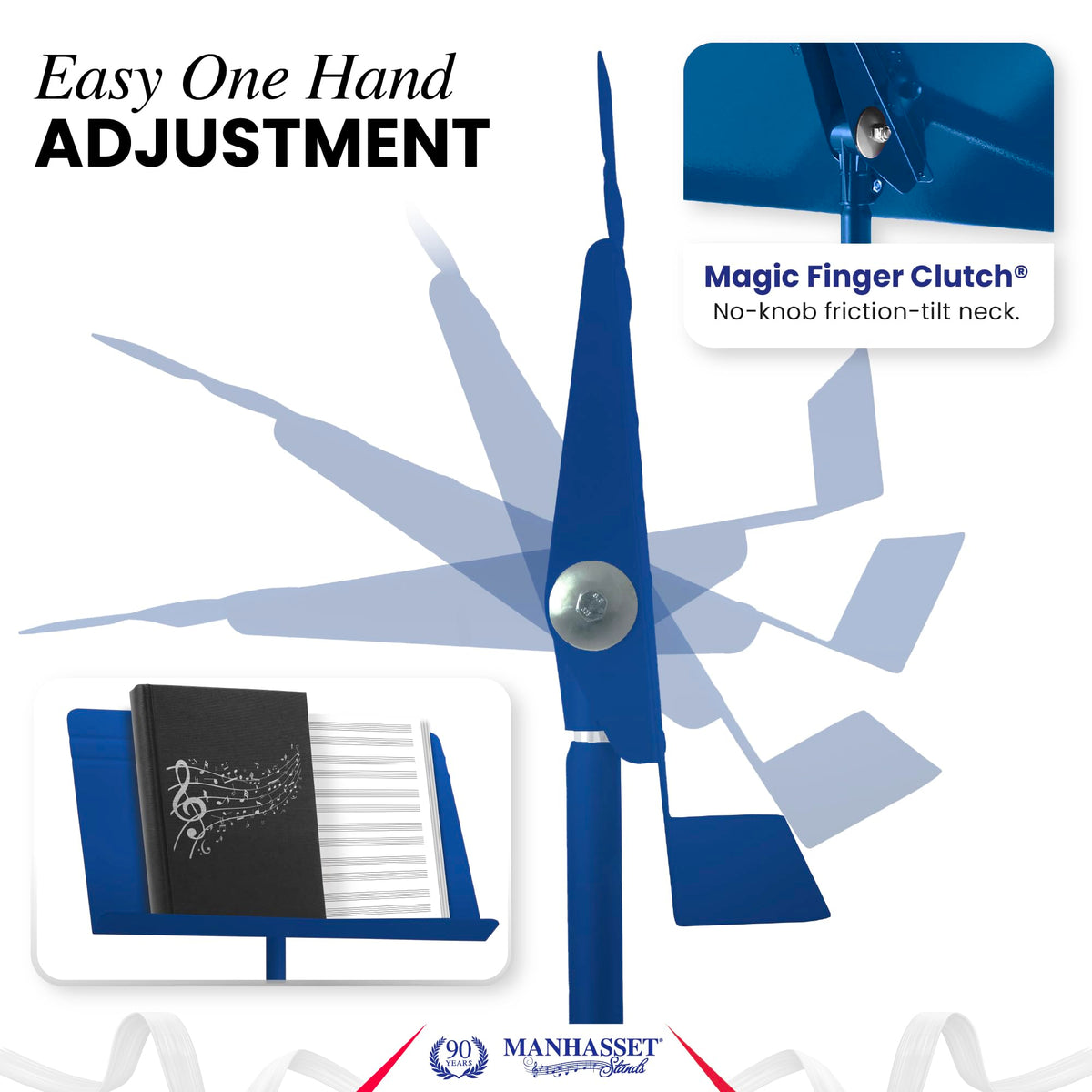 Manhasset Music Stand for Sheet Music - 48 Symphony Model - Long Lasting, Durable Manhasset Stand - Adjustable Height - 26" to 48" - Made in the USA