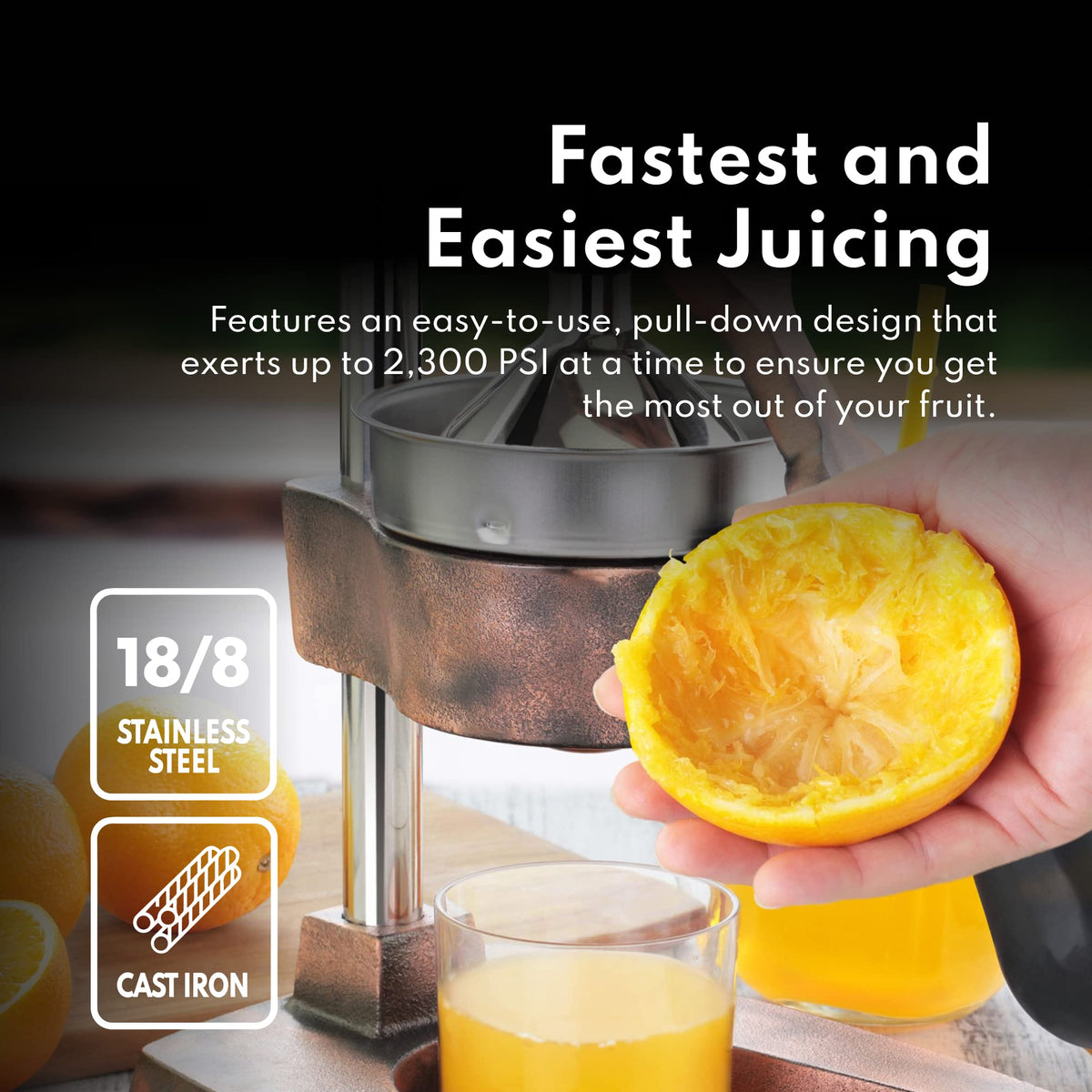 New Star Foodservice 46878 Commercial Citrus Juicer, Enameled Black