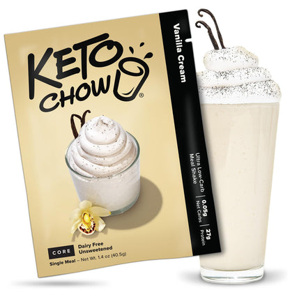 Keto Chow Chocolate CORE with Stevia Meal Replacement Shake Powder, 1 Meal