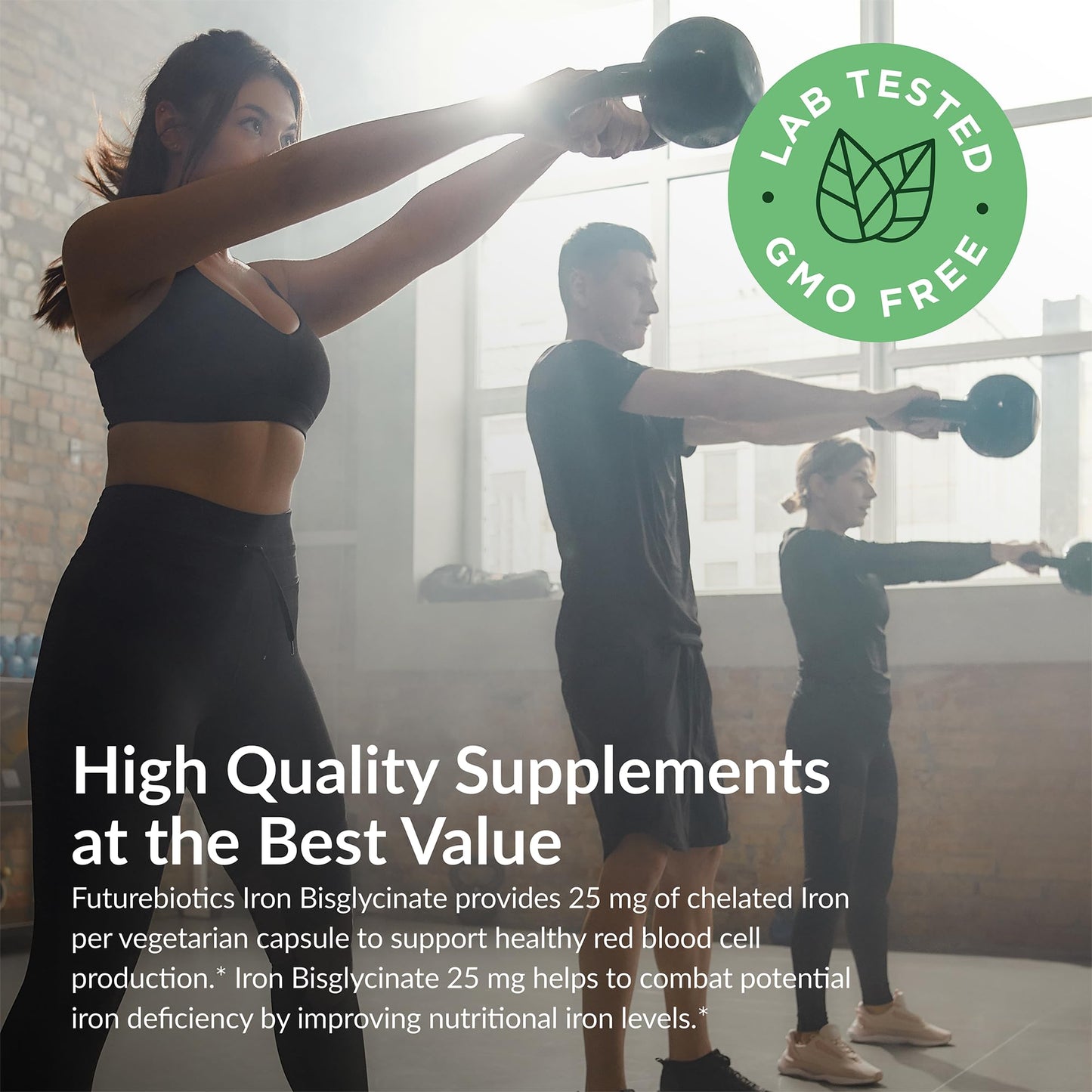 Futurebiotics Iron Bisglycinate 25mg Gentle on The Stomach, Supports Energy & Healthy Red Blood Cell Production - Non-Constipating Formula - Non GMO, 90 Vegetarian Capsules