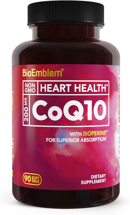 BioEmblem Triple Magnesium Complex 180 Capsules and CoQ10 with BioPerine 90 Count
