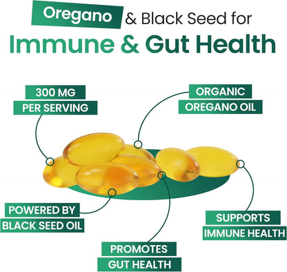 Resilia Black Seed Oil Softgels – Organic Oil of Oregano Capsules for Immune & Digestive Support – Non-GMO, Gluten-Free – New Bottle Packaging (60 Count)