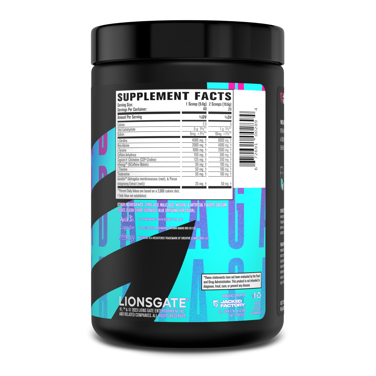 Jacked Factory X John Wick - Wick Mode Pre Workout Powder - Intense Energy, Battle