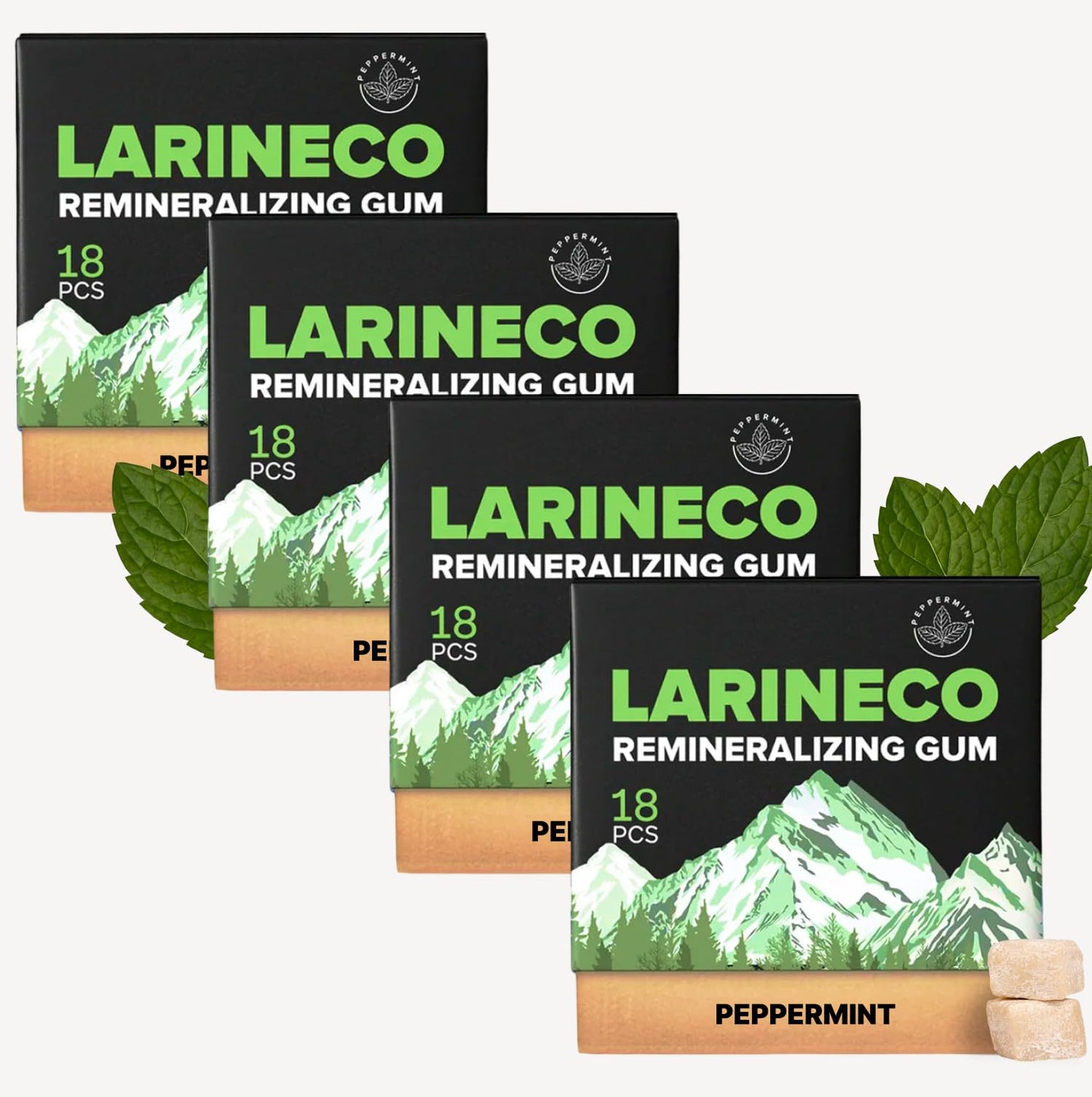 Larineco Remineralizing Gum with Nano Hydroxyapatite & Xylitol – Sugar-Free Xylitol Gum – Plastic-Free, Dye-Free, Aspartame-Free – Natural Base – 36 Pieces, Mastic Mint