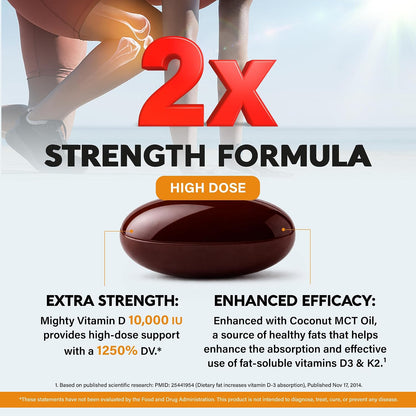 Vitamin D3 K2 - Vitamin D3 10000 iu & K2 120 mcg - Immune & Mood Support, for Bone & Teeth Health - with Zinc, Vitamin C & B12 - Highly Bioavailable - For Men & Women - 120 Softgels, 120 days supply