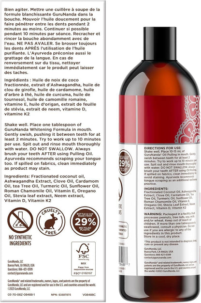 GuruNanda Cinnamon Oil Pulling Mouthwash with Neem & Ashwagandha, 16oz