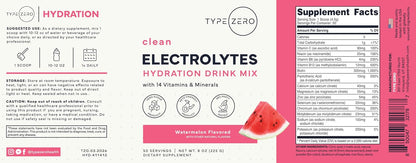 Type Zero Clean Electrolytes Hydration Powder (Watermelon) 50 Servings