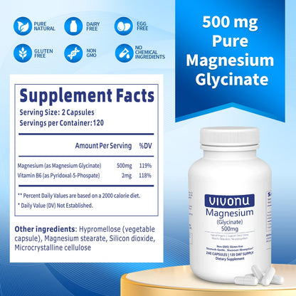 Triple Magnesium Complex for Women and Men, Magnesium Glycinate 400mg, Malate, Citrate, High Absorption Chelated Magnesium Supplement Support Sleep, Muscle, Non-GMO, Gluten Free - 240 Capsules