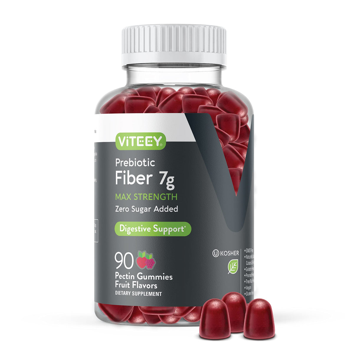 Prebiotic Fiber Gummies 7G Extra Strength [Zero Sugar Added] Digestive Heath Regularity 