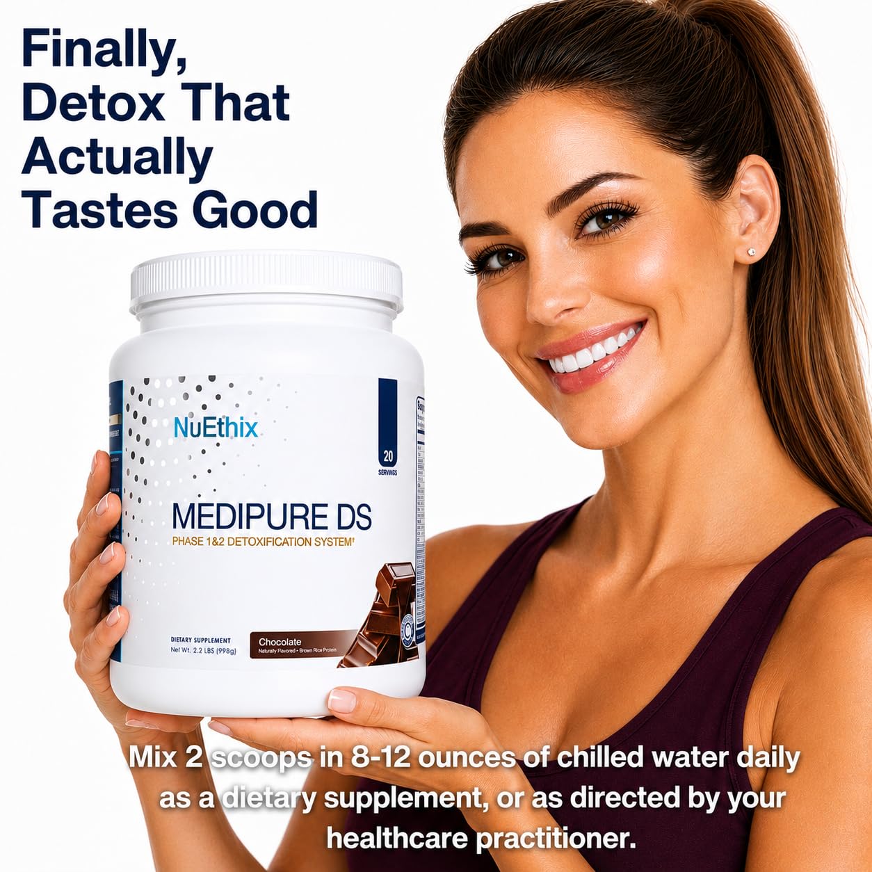 NuEthix Formulations Medipure DS with Pea Protein Powder 19g, Phase 1 & 2 Detoxification System, Supports the Body’s Natural Detoxification Process, Vanilla Wafer (Non-Caffeinated), 20 Servings